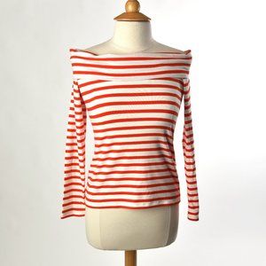 JCrew Off the Shoulder Red and White Stripes Shirt